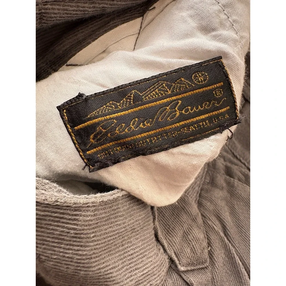 Vintage Eddie Bauer Pleated Cotton Trousers Pants 34x32 Gray Men's